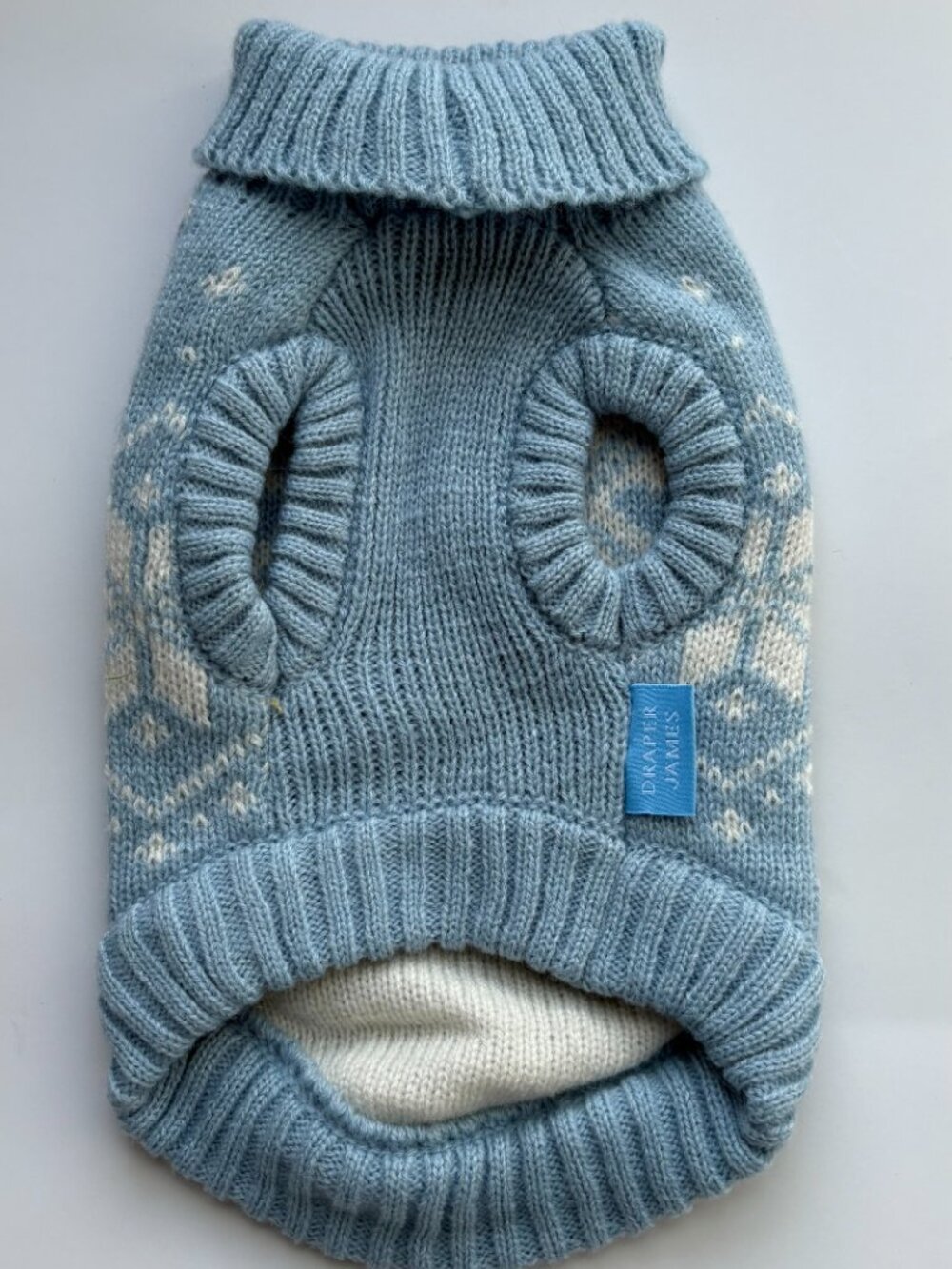 Draper James XS Dog Sweater Blue Fair Isle Snowflake Heart Knit - Picture 4 of 5
